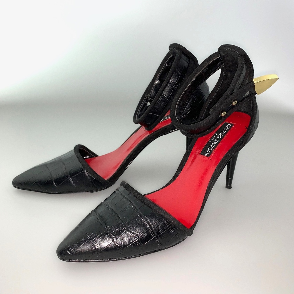 Charles Jourdan Raven Ankle Strap Pump Black